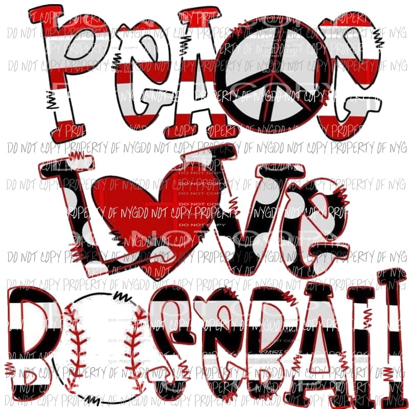 Peace love and baseball Sublimation transfers Heat Transfer