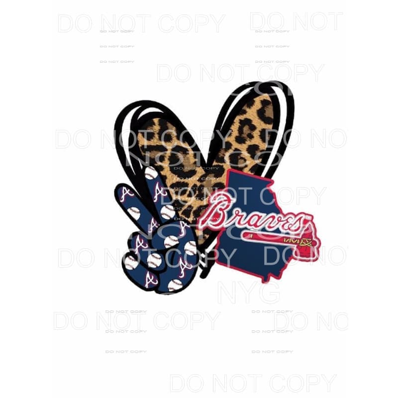 Peace Love Atlanta Braves Baseball Leopard Heart #1912 
