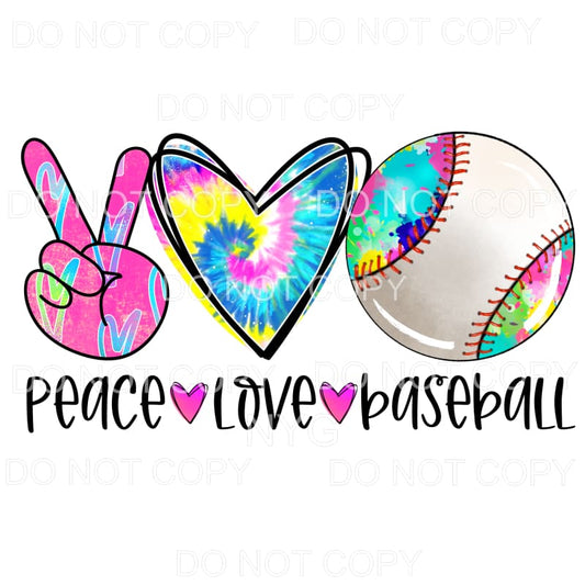 Peace Love Baseball Colorful Tie Dye Sublimation transfers -