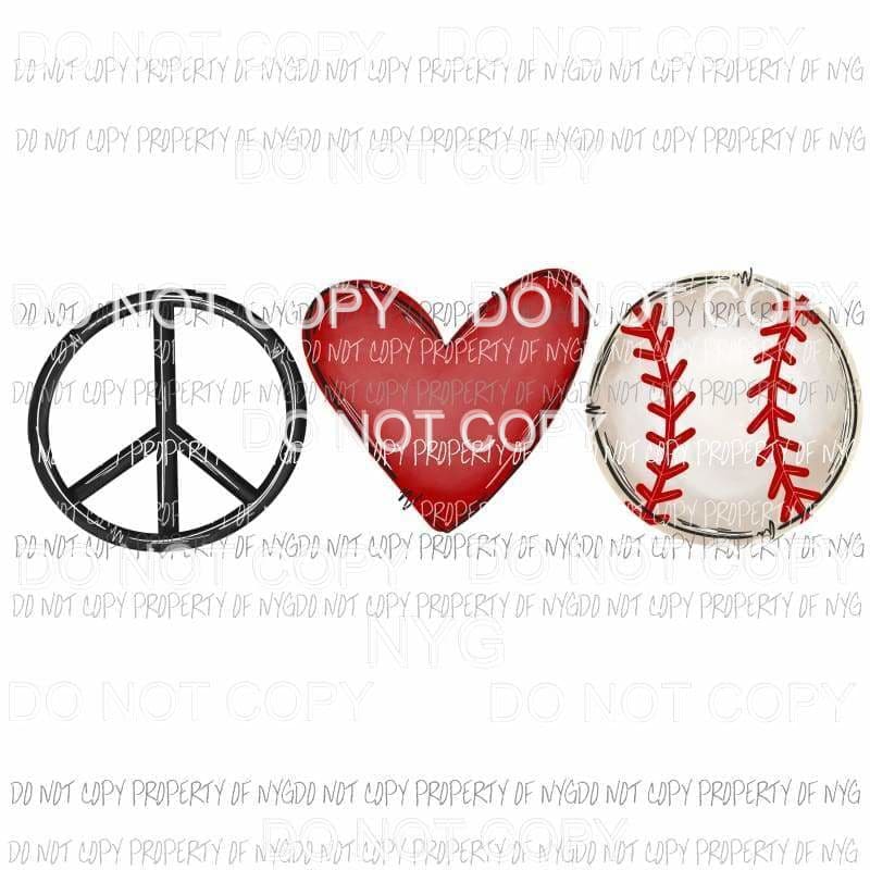 Peace Love Baseball Sublimation transfers Heat Transfer