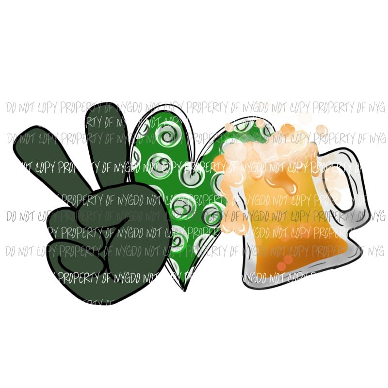 Peace Love Beer mug Sublimation transfers Heat Transfer