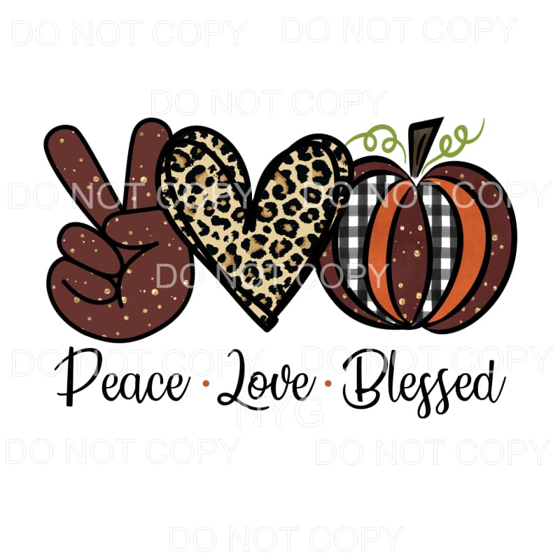 Peace Love Blessed Burgundy Orange Black Plaid Gold Leopard 