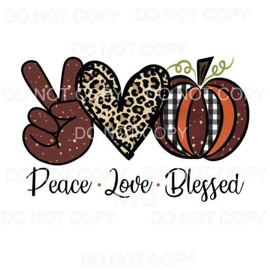 Peace Love Blessed Burgundy Orange Black Plaid Gold Leopard 