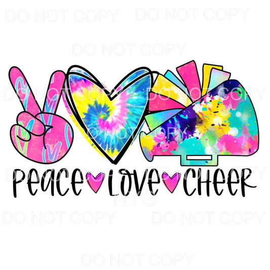 Peace Love Cheer Colorful Tie Dye Sublimation transfers - 