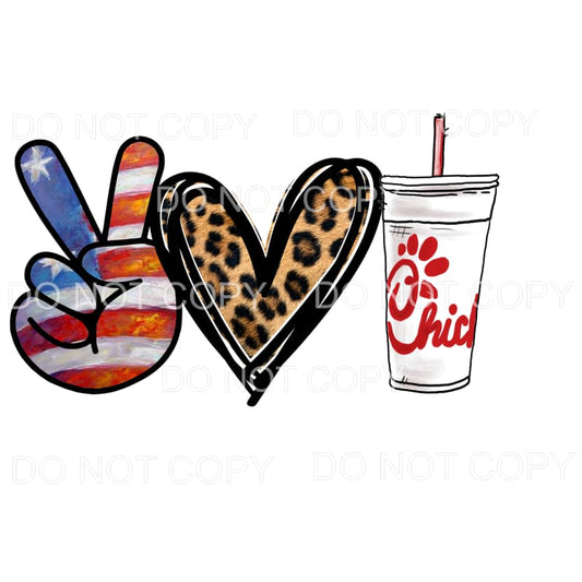 Peace Love Chick Fil A # 3 Sublimation transfers - Heat 