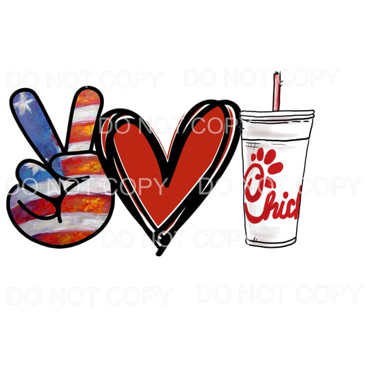 Peace Love Chick Fil A drink # 4 Sublimation transfers - 