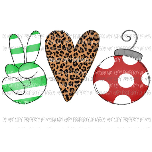 Peace Love Christmas # 1 Sublimation transfers Heat Transfer