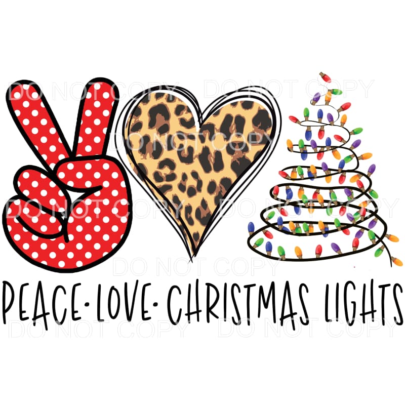 Peace Love Christmas Lights Leopard #103 Sublimation 