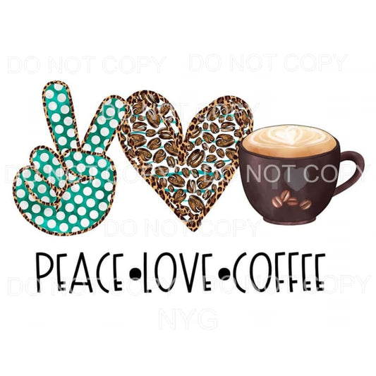 Peace Love Coffee Teal Polka Dots Coffee Beans Sublimation 