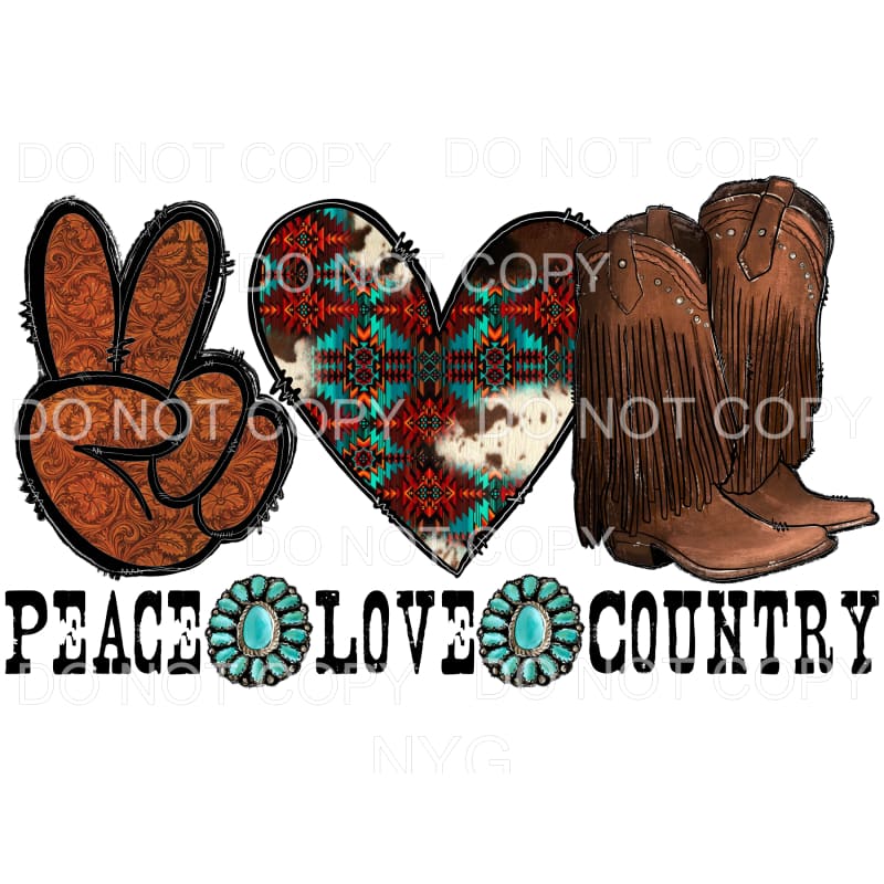 Peace Love Country Sublimation transfers - Heat Transfer