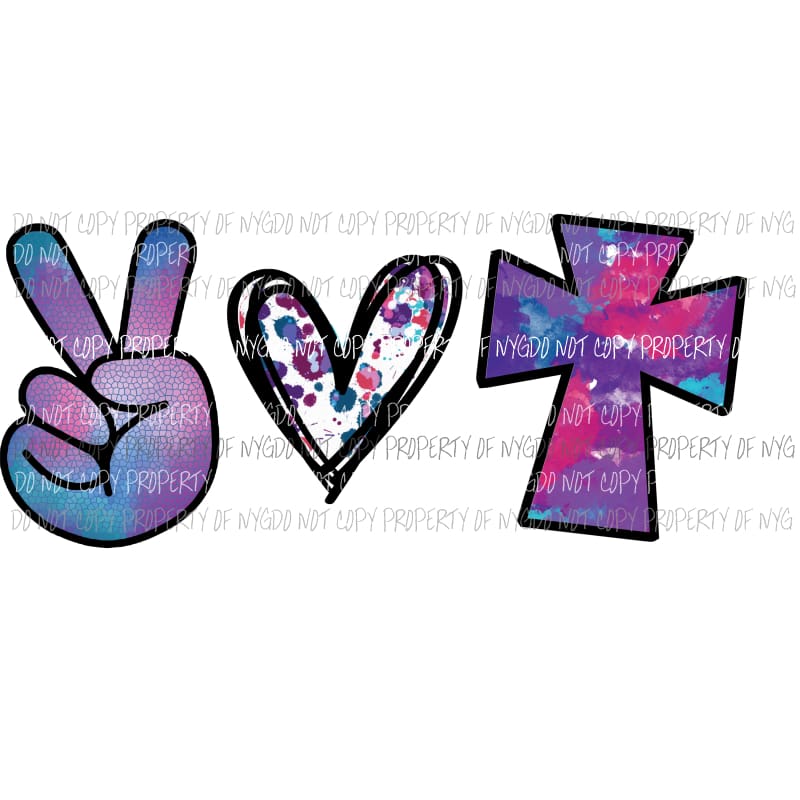 Peace Love Cross Easter purple Sublimation transfers Heat Transfer