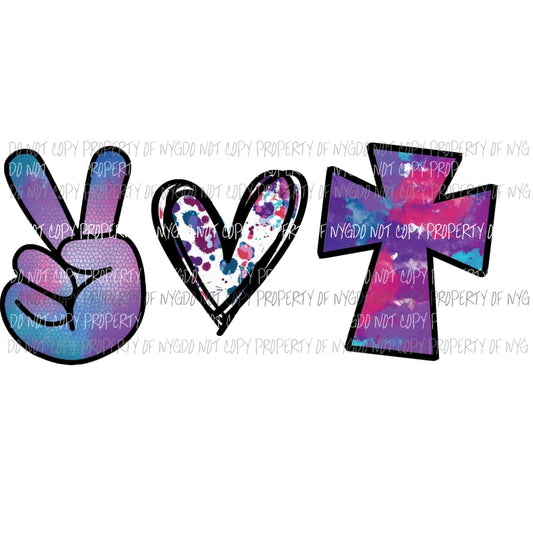 Peace Love Cross Easter purple Sublimation transfers Heat Transfer