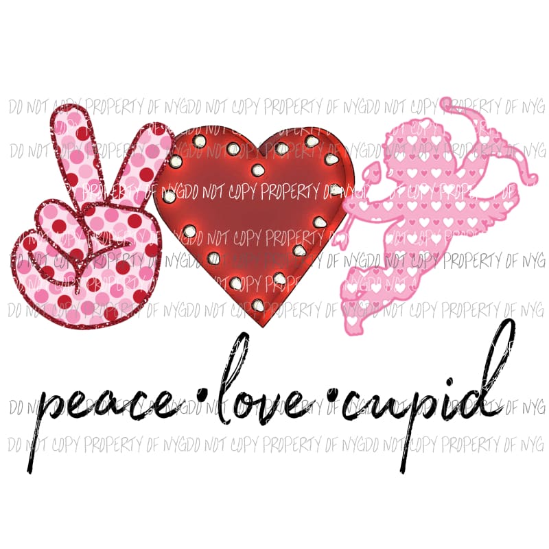 Peace Love Cupid red marquee heart pink Sublimation transfers Heat Transfer