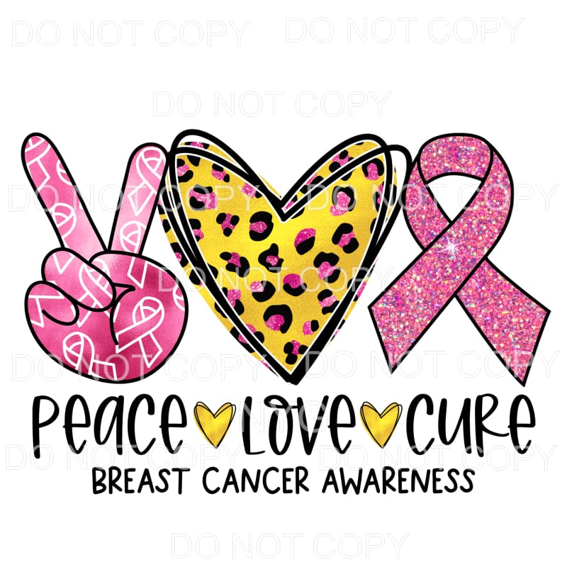 Peace Love Cure Breast Cancer Awareness Pink Leopard 