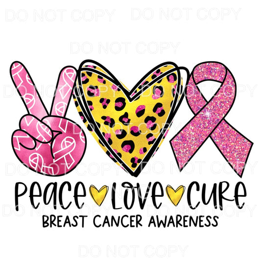 Peace Love Cure Breast Cancer Awareness Pink Leopard 