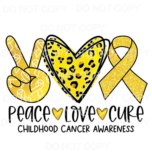 Peace Love Cure Childhood Cancer Awareness Pink Leopard 