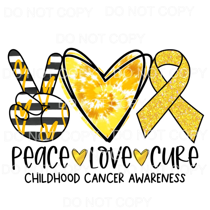 Peace Love Cure Childhood Cancer Awareness Pink Tie Dye 