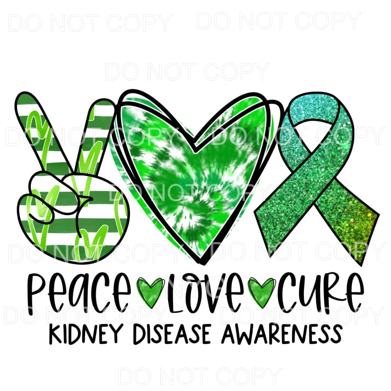 Peace Love Cure Kidney Disease Awareness Green Stripes Tie 