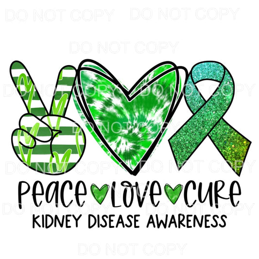 Peace Love Cure Kidney Disease Awareness Green Stripes Tie 