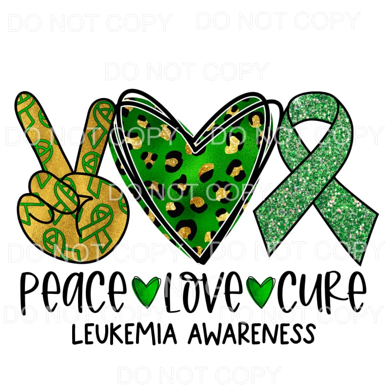 Peace Love Cure Leukemia Awareness Leopard Sublimation 