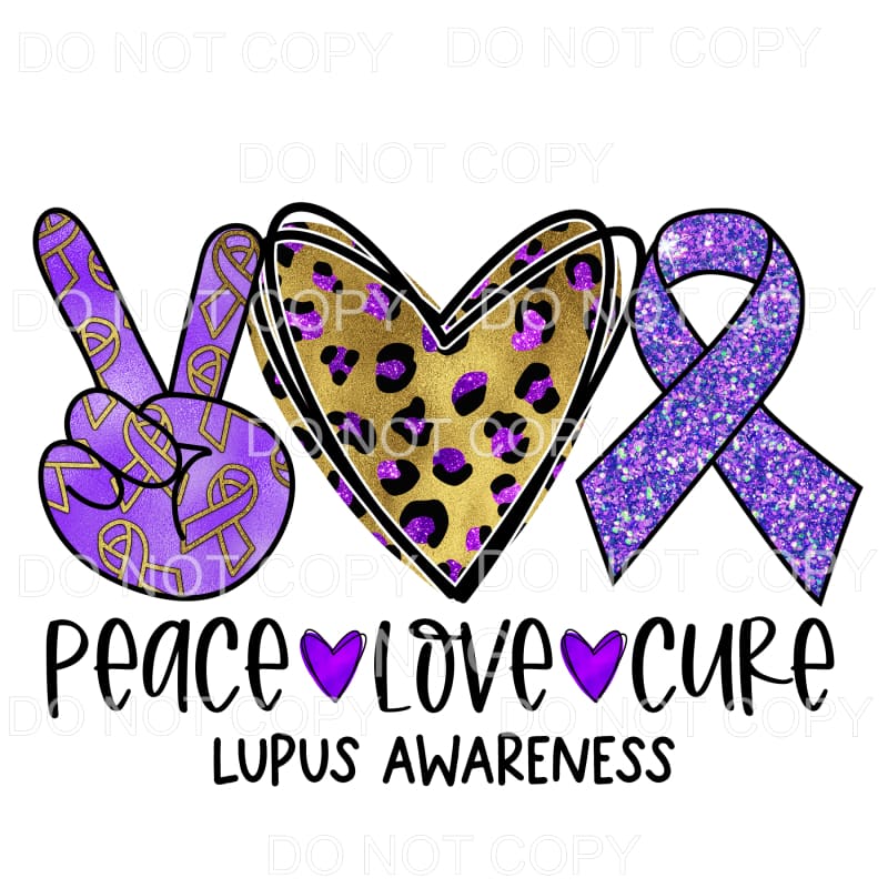 Peace Love Cure Lupus Awareness Leopard Sublimation 