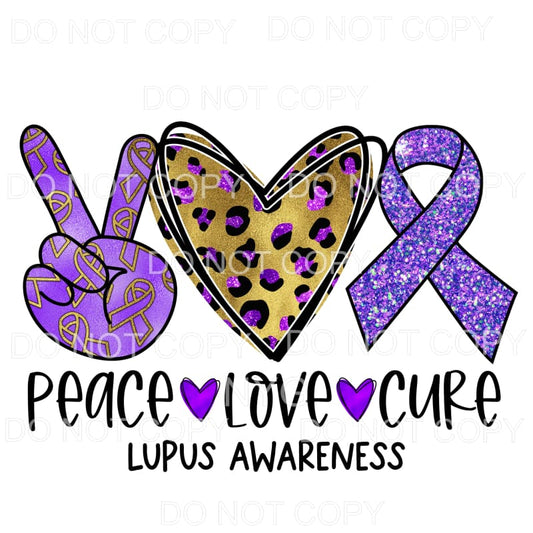 Peace Love Cure Lupus Awareness Leopard Sublimation 