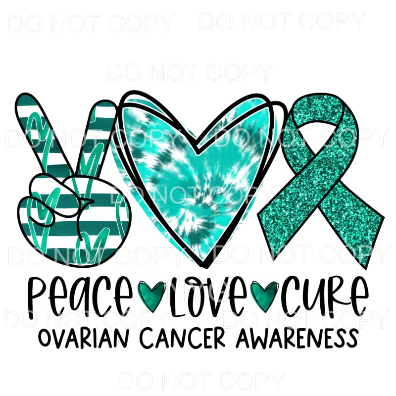 Peace Love Cure Ovarian Cancer Awareness Teal Stripes Tie 