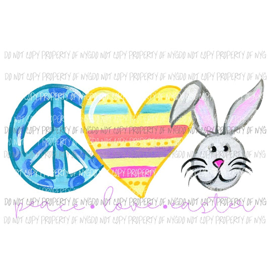 Peace Love Easter #1 purple writing Sublimation transfers Heat Transfer