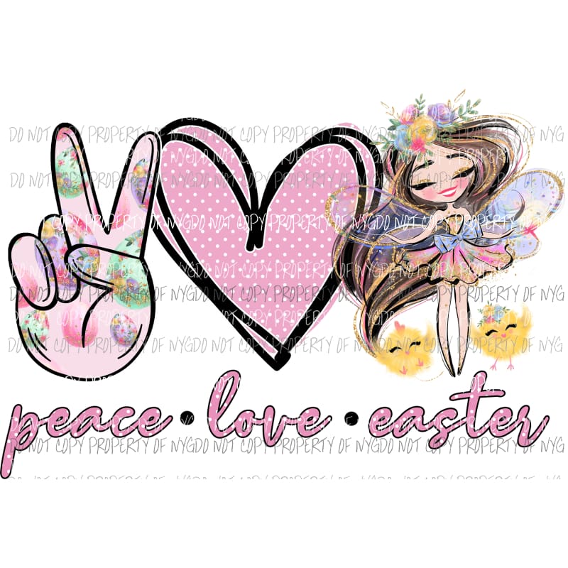 Peace Love Easter pink heart girl chicks Sublimation transfers Heat Transfer