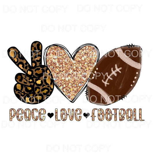 Peace Love Football Gold Heart Leopard Sublimation transfers