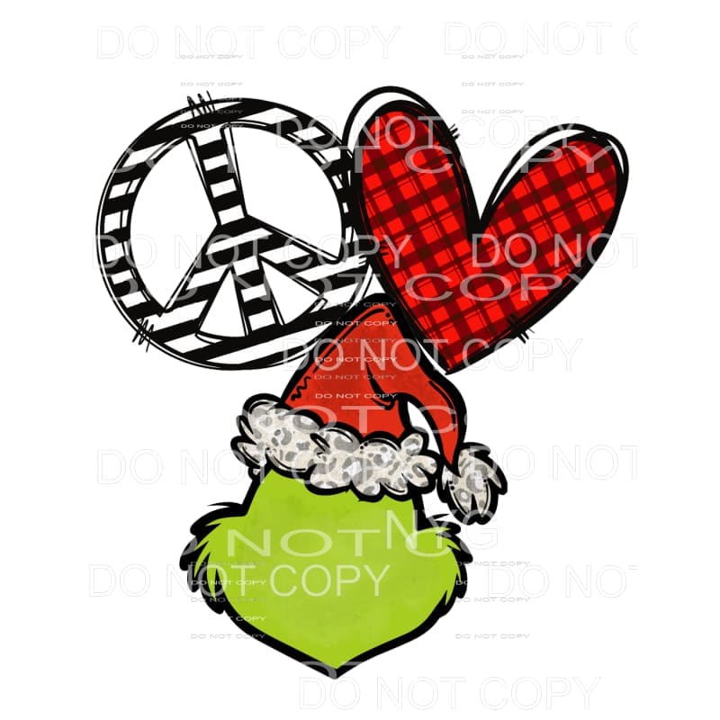 Peace Love Grinch Sublimation transfers - Heat Transfer