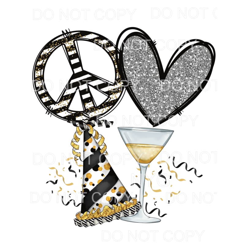 Peace Love Happy New Year #5 Sublimation transfers - Heat 