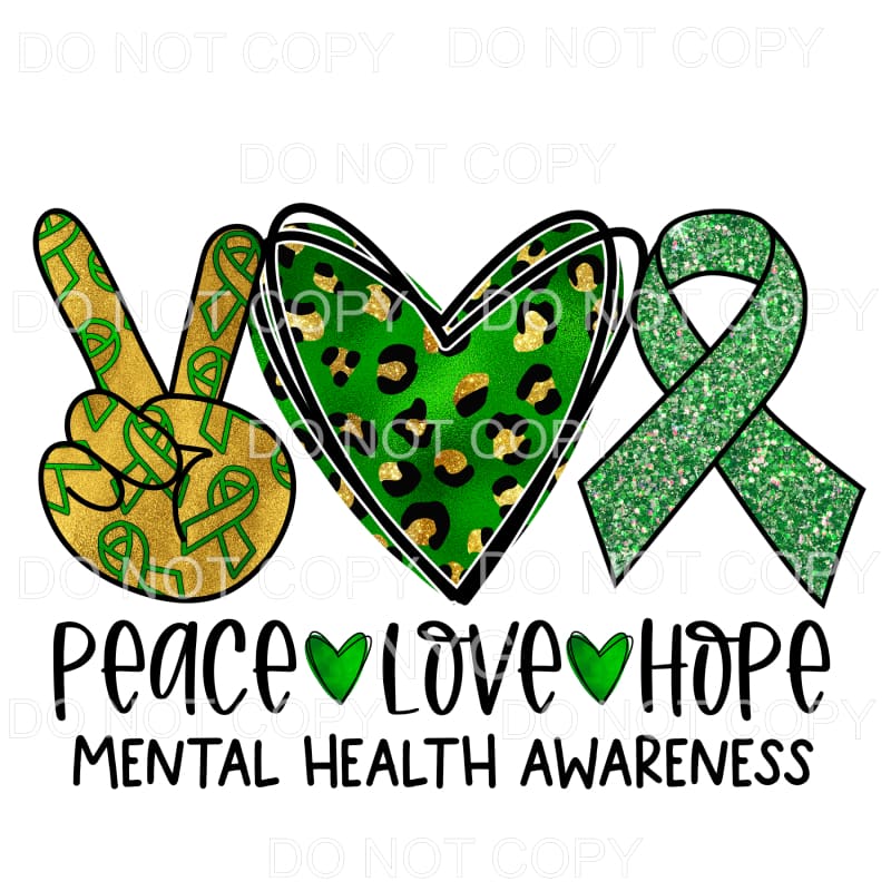 Peace Love Hope Mental Health Awareness Leopard Sublimation 