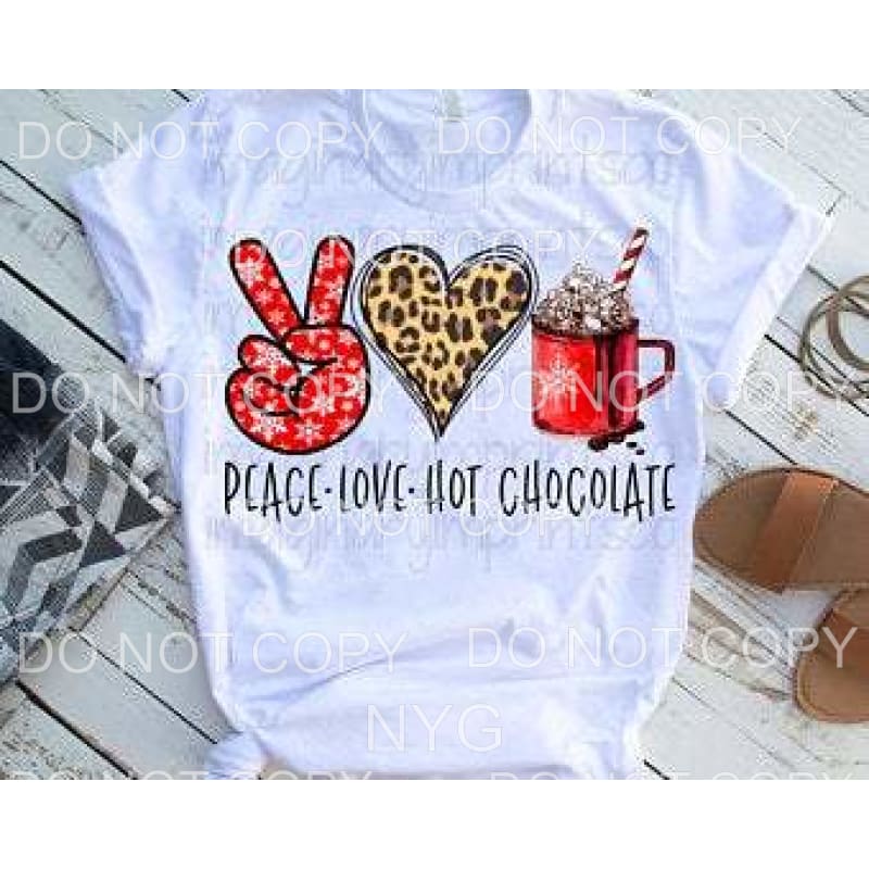 Peace Love Hot Chocolate Snowflakes Leopard #104 Sublimation
