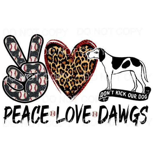 Peace Love Houn Dawgs Baseball #2 Sublimation transfers - 