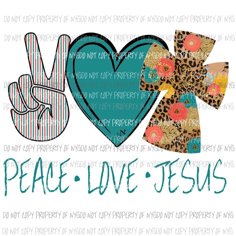 Peace Love Jesus 2 fall cross Digital File