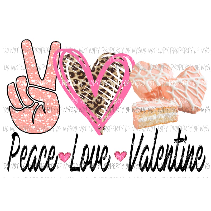 Peace Love Little Debbies Valentine #2 pink leopard hearts pattern Sublimation transfers Heat Transfer
