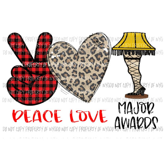 Peace Love Major Awards Christmas Sublimation transfers Heat Transfer