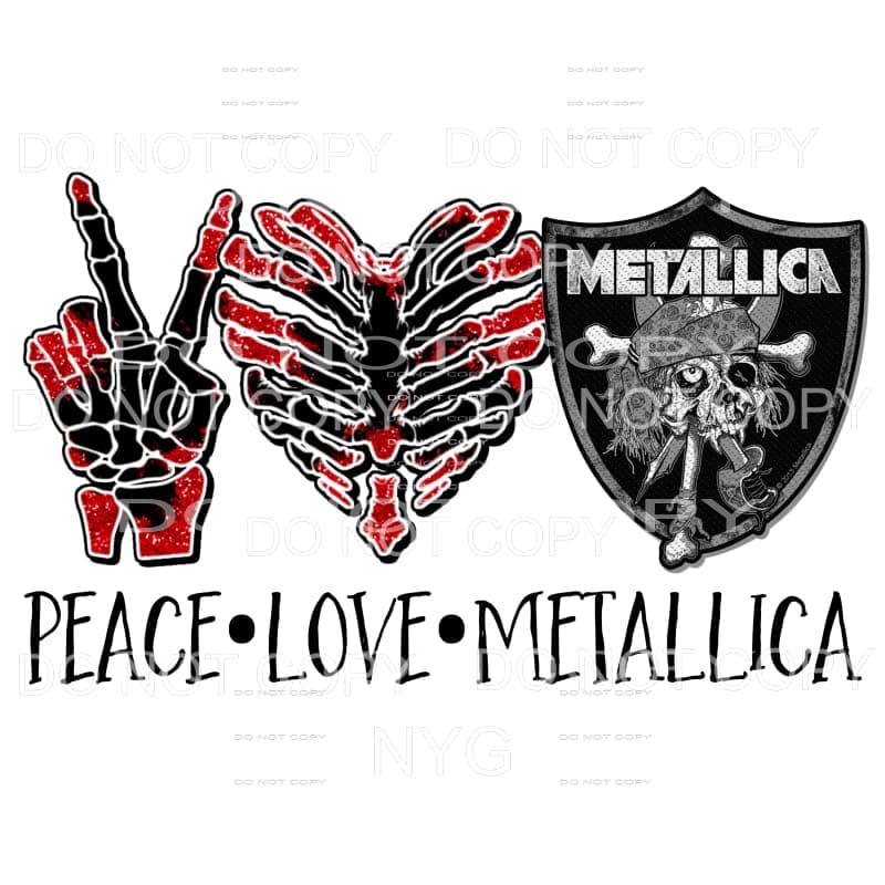 Peace Love Metallica Sublimation transfers - Heat Transfer