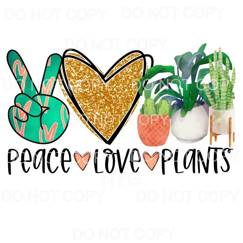 Peace Love Plants Gold Glitter Heart #1305 Sublimation 