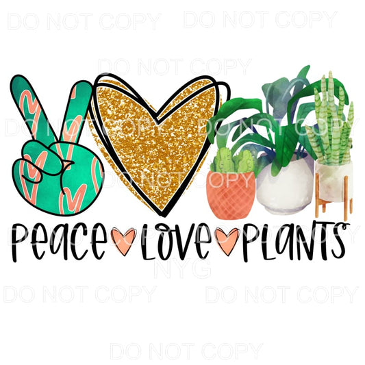 Peace Love Plants Gold Glitter Heart #1305 Sublimation 