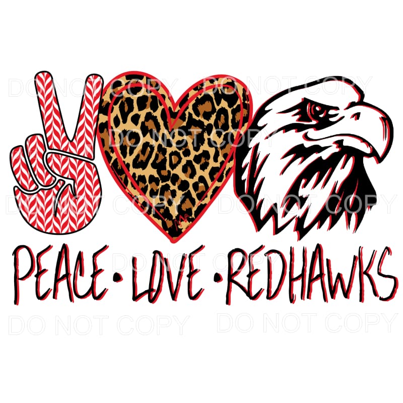 Peace Love Redhawks Leopard Heart Sublimation transfers - 