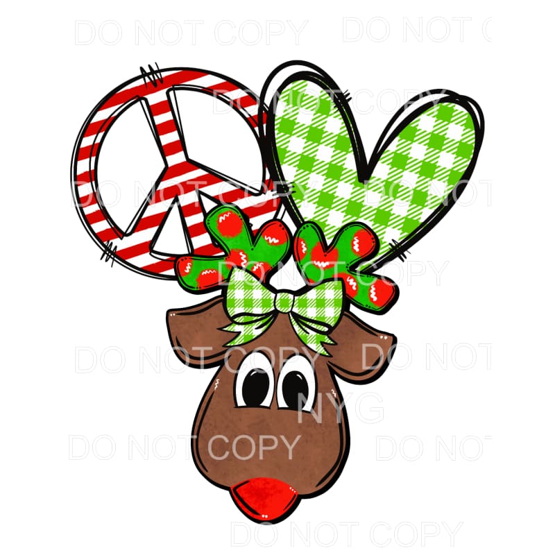Peace Love Reindeer #2 Green Sublimation transfers - Heat 
