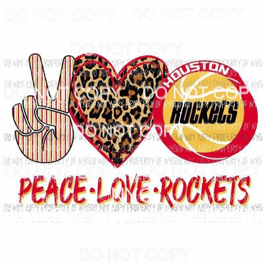 Peace Love Rockets Houston basketball leopard heart Sublimation transfers Heat Transfer