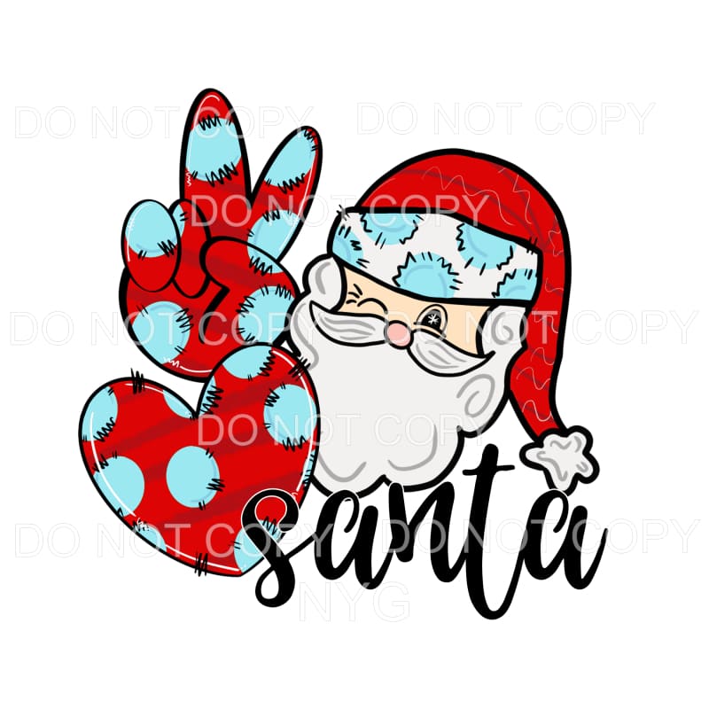 Peace Love Santa Red Light Blue Polka Dots #1355 Sublimation