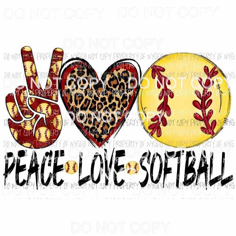 Peace Love Softball #1 Sublimation transfers Heat Transfer