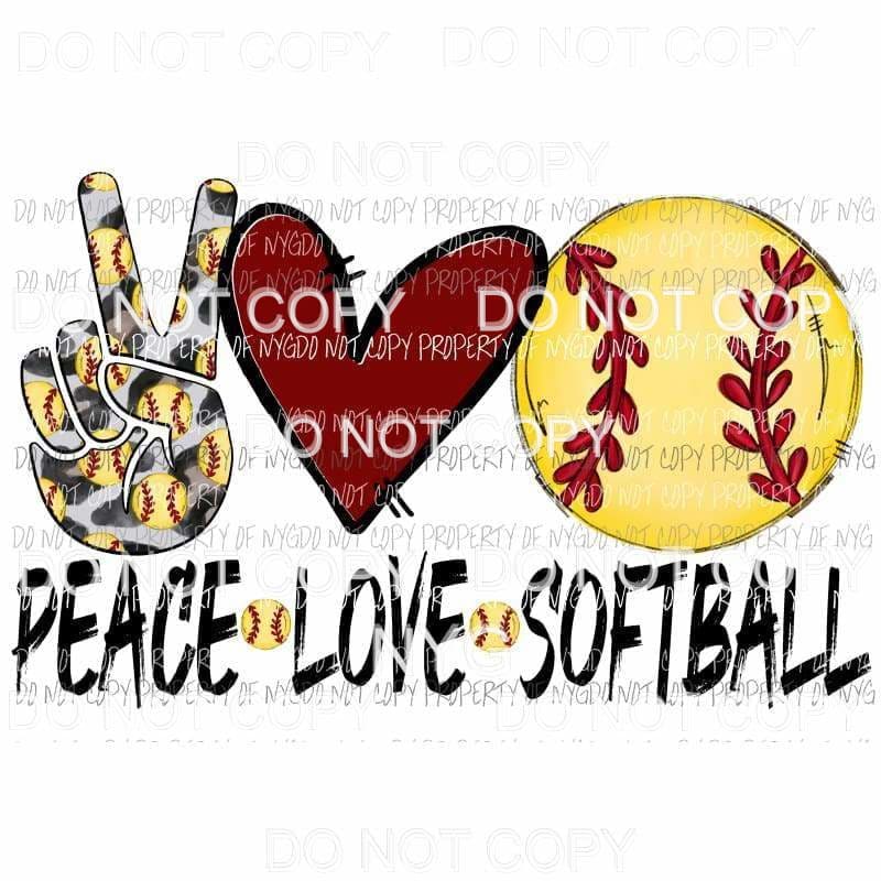 Peace Love Softball #2 Sublimation transfers Heat Transfer