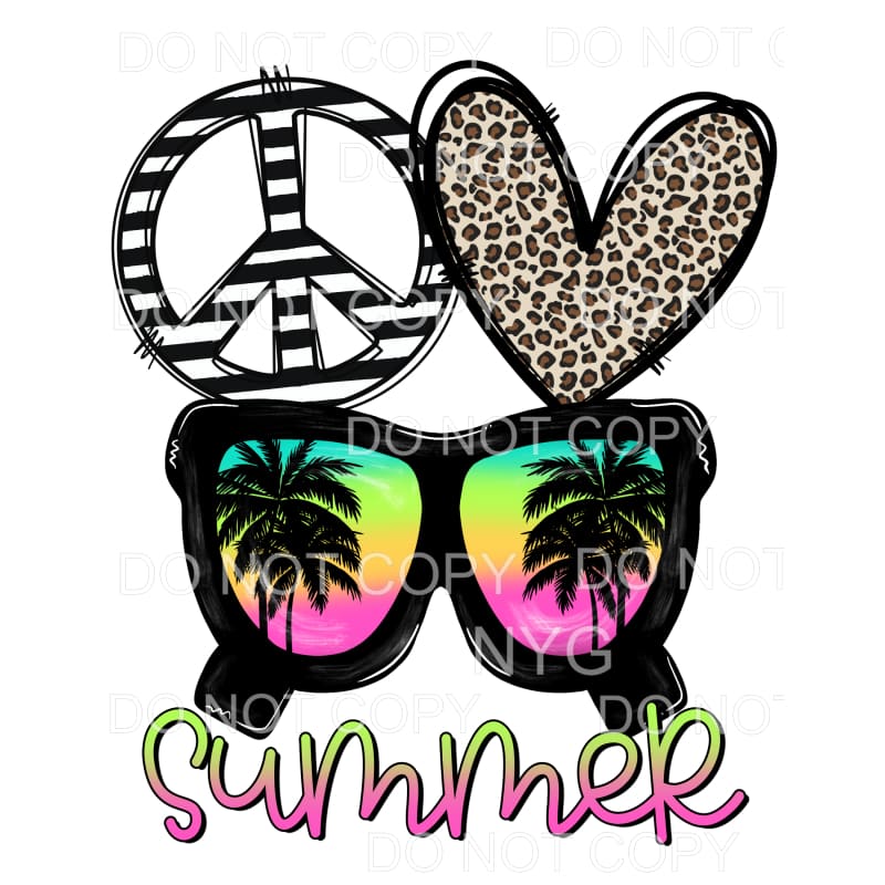 Peace Love Summer Leopard Palm Tree Sunglasses Sublimation 