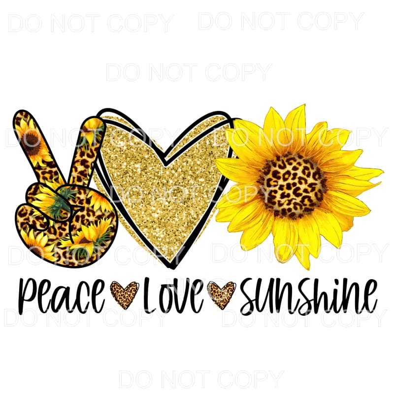 Peace Love Sunshine Leopard Sunflower Sublimation transfers 