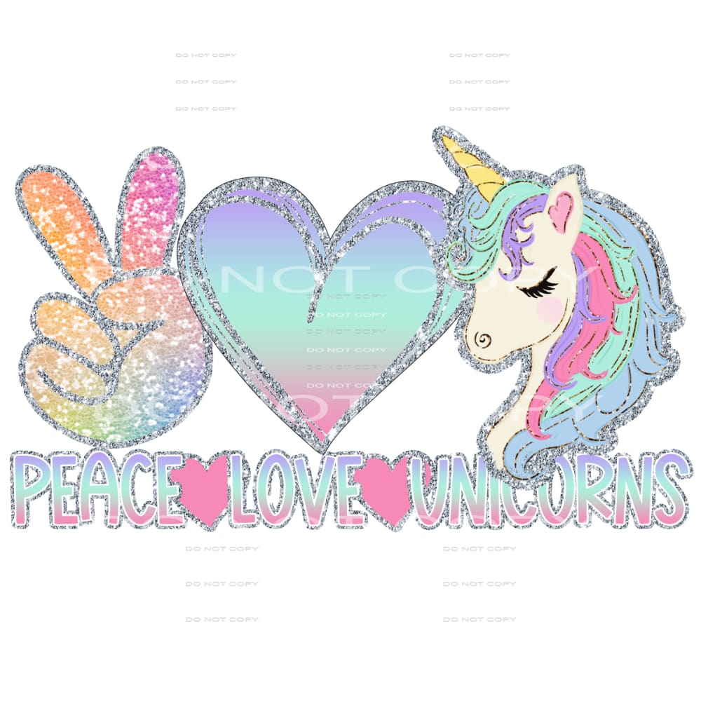 peace love unicorns #6282 Sublimation transfers - Heat 